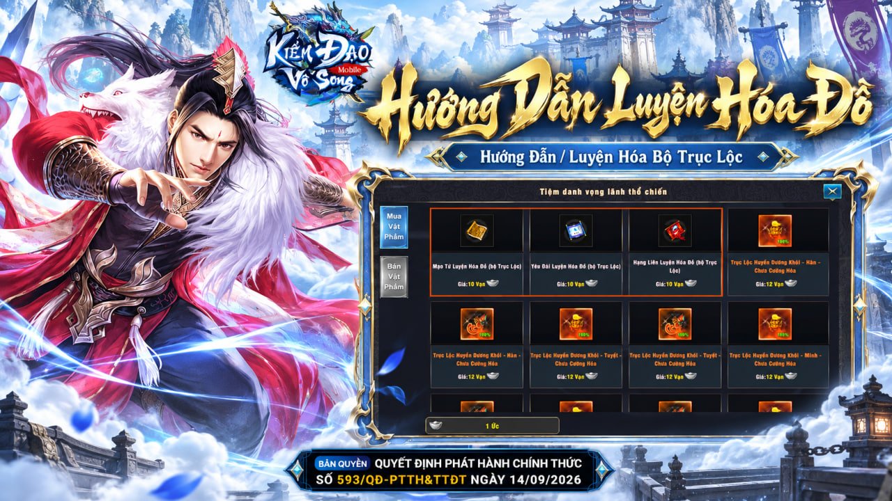 LUYỆN HÓA TRANG BỊ TRỤC LỘC (Nón, Lưng & Liên)
